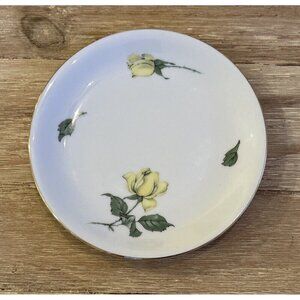 KPM Krister Germany Vtg Porcelain Salad Plate Yellow Rose Gold Rim 7 3/4"
